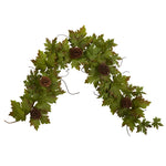 Nearly Natural 5` Fall Maple Leaf with Pine Cones Artificial Garland