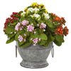 Nearly Natural Kalanchoe Artificial Plant in Metal Bowl