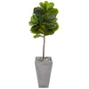 Nearly Natural T1155 5' Artificial Green Real Touch Fiddle Leaf Tree in Cement Planter 