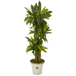 Nearly Natural T1046 56" Artificial Green Real Touch Corn Stalk Dracaena Plant in Planter 