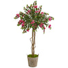 Nearly Natural 9290 6' Artificial Green & Pink Bougainvillea Tree in Farmhouse Planter