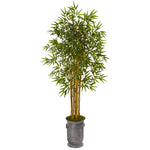 Nearly Natural 9851 68" Artificial Green Bamboo Tree in Vintage Metal Planter