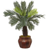 Nearly Natural 5970 3.5' Artificial Green Cycas Tree in Wood Planter