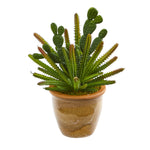 Nearly Natural P1261 11" Artificial Green Cactus Plant in Ceramic Planter