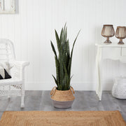 Nearly Natural P1762 46``  Artificial Plant in Handmade Cotton & Jute Gray Woven Planters