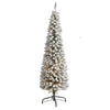 Nearly Natural 6` Flocked Pencil Artificial Christmas Tree with 300 Clear Lights and 438 Bendable Branches