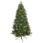Nearly Natural 6` Grand Teton Spruce Flat Back Artificial Christmas Tree with 180 Clear LED Lights and 727 Bendable Branches