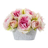 Nearly Natural Peony Artificial Arrangement in Decorative Vase