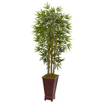 Nearly Natural 5805 5' Artificial Green Bamboo Tree in Decorative Planter