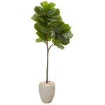 Nearly Natural T1119 5' Artificial Green Fiddle Leaf Tree in Sand Colored Planter