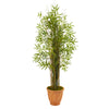 Nearly Natural 9822 64" Artificial Green Bamboo Grass Plant in Terra-Cotta Planter