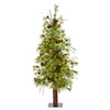 Nearly Natural 4` Wyoming Alpine Artificial Christmas Tree with 50 Clear (multifunction) LED Lights and Pine Cones on Natural Trunk