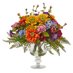 Nearly Natural A1065 14" Artificial Mixed Flowers Arrangement in Royal Vase, Multicolor