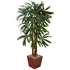 Nearly Natural 5983 5' Artificial Green Raphis Palm Tree in Bamboo Planter