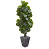 Nearly Natural 9752 6' Artificial Green Fiddle Leaf Fig Tree in Slate Planter