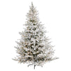 Nearly Natural 8`Flocked Fraser Fir Artificial Christmas Tree with 800 Warm White Lights and 4892 Bendable Branches
