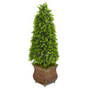 Nearly Natural 9399 41" Artificial Green Eucalyptus Cone Topiary Tree in Metal Planter (Indoor/Outdoor)