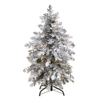 Nearly Natural 4` Flocked Montana Down Swept Spruce Artificial Christmas Tree with 70 Clear LED Lights