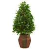 Nearly Natural 9361 3.5' Artificial Green Bay Leaf Cone Topiary Tree in Decorative Planter