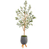 Nearly Natural T2440 4.5’ Olive Artificial Tree in Gray Planter with Stand