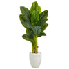 Nearly Natural 52`` Triple Stem Artificial Banana Tree in White Planter