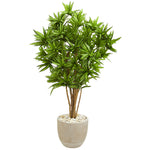 Nearly Natural 5699 4.5' Artificial Green Dracaena Tree in Sandstone Planter