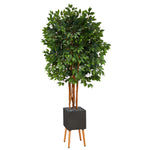 Nearly Natural T1389 6.5` Super Deluxe Ficus Artificial Tree in Black Planter with Stand