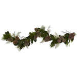 Nearly Natural 4199 6' Artificial Green & Brown Pine Cone & Pine Garland