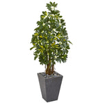 Nearly Natural 9329 57" Artificial Green Schefflera Tree in Slate Planter