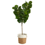 Nearly Natural T2917 6’ Fiddle Leaf FArtificial Tree in Natural Jute and Cotton Planters