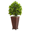 Nearly Natural 9089 3' Artificial Green Ficus Tree in Decorative Planter