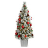 Nearly Natural T3036 4` Christmas Tree 50 LED Lights and Ornaments in Decorative Planters