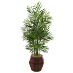 Nearly Natural 5981 4.5' Artificial Green Areca Palm Tree in Weave Planter