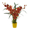 Nearly Natural Cymbidium Orchid Artificial Arrangement in Yellow Vase