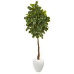 Nearly Natural 9573 69" Artificial Green Beech Leaf Tree in White Planter