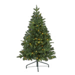 Nearly Natural 4` Grand Teton Spruce Flat Back Artificial Christmas Tree with 90 Clear LED Lights and 369 Bendable Branches