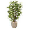 Nearly Natural T1070 47" Artificial Green Bamboo Tree in Sandstone Planter