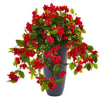 Nearly Natural 8692 26" Artificial Red Bougainvillea Plant in Planter, UV Resistant (Indoor/Outdoor)