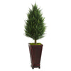 Nearly Natural 5882 4' Artificial Green Cypress Cone Tree in Decorative Planter