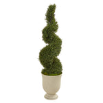 Nearly Natural 9846 4.5' Artificial Green Rosemary Spiral Topiary Tree in Urn (Indoor/Outdoor)