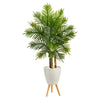 Nearly Natural T2485 63`` Areca Artificial Palm Tree in White Planter with Stand