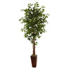 Nearly Natural 5931 6' Artificial Green Ficus Tree with Bamboo Planter