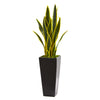 Nearly Natural 9078 3' Artificial Green Sansevieria Plant in Black Planter