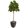 Nearly Natural 9577 71" Artificial Green Fiddle Leaf Fig Tree in Black Planter