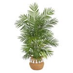 Nearly Natural T2930 4` Areca Artificial Palm in Natural Cotton Planter with Tassels