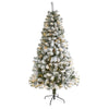 Nearly Natural 6` Flocked West Virginia Fir Artificial Christmas Tree with 250 Clear LED Lights