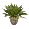 Nearly Natural 6942 14" Artificial Green Agave in Glazed Clay Pot