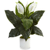 Nearly Natural 6956 26" Artificial Green Spathifyllum in Glossy Glass Planter