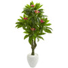 Nearly Natural 9055 5.5' Artificial Green Plumeria Tree in White Planter, UV Resistant (Indoor/Outdoor)