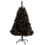 Nearly Natural T3263 4` Black Artificial Christmas Tree with 170 Clear LED Lights